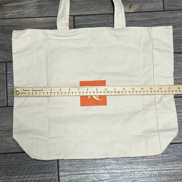 NEW NESPRESSO Tote Bag Mandarin Orange & Cream Striped with Logo 100% Cotton. - Picture 7 of 11